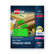 Load image into Gallery viewer, Avery® wholesale. AVERY High-visibility Permanent Laser Id Labels, 2 X 4, Neon Green, 1000-box. HSD Wholesale: Janitorial Supplies, Breakroom Supplies, Office Supplies.