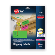Load image into Gallery viewer, Avery® wholesale. AVERY High-visibility Permanent Laser Id Labels, 2 X 4, Asst. Neon, 150-pack. HSD Wholesale: Janitorial Supplies, Breakroom Supplies, Office Supplies.