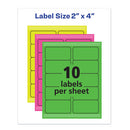 Avery® wholesale. AVERY High-visibility Permanent Laser Id Labels, 2 X 4, Asst. Neon, 150-pack. HSD Wholesale: Janitorial Supplies, Breakroom Supplies, Office Supplies.