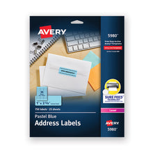 Load image into Gallery viewer, Avery® wholesale. AVERY High-visibility Permanent Laser Id Labels, 1 X 2 5-8, Pastel Blue, 750-pack. HSD Wholesale: Janitorial Supplies, Breakroom Supplies, Office Supplies.