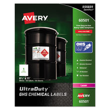 Load image into Gallery viewer, Avery® wholesale. AVERY Ultraduty Ghs Chemical Waterproof And Uv Resistant Labels, 8.5 X 11, White, 50-box. HSD Wholesale: Janitorial Supplies, Breakroom Supplies, Office Supplies.