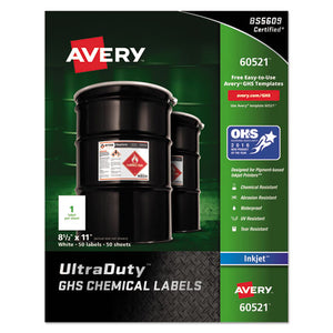 Avery® wholesale. AVERY Ultraduty Ghs Chemical Waterproof And Uv Resistant Labels, 8.5 X 11, White, 50-pack. HSD Wholesale: Janitorial Supplies, Breakroom Supplies, Office Supplies.