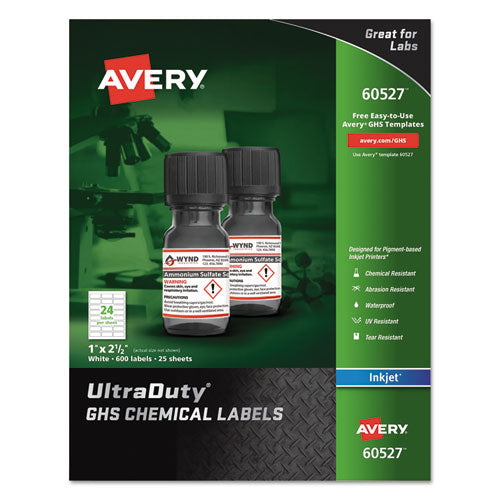 Avery® wholesale. AVERY Ultraduty Ghs Chemical Waterproof And Uv Resistant Labels, 1 X 2.5, White, 24-sheet, 25 Sheets-pack. HSD Wholesale: Janitorial Supplies, Breakroom Supplies, Office Supplies.