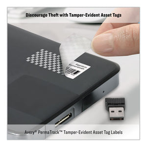 Avery® wholesale. AVERY Permatrack Tamper-evident Asset Tag Labels, Laser Printers, 0.5 X 1, White, 84-sheet, 8 Sheets-pack. HSD Wholesale: Janitorial Supplies, Breakroom Supplies, Office Supplies.