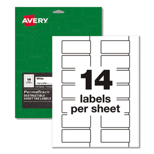 Avery® wholesale. AVERY Permatrack Destructible Asset Tag Labels, Laser Printers, 1.25 X 2.75, White, 14-sheet, 8 Sheets-pack. HSD Wholesale: Janitorial Supplies, Breakroom Supplies, Office Supplies.