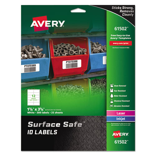Avery® wholesale. AVERY Surface Safe Id Labels, Inkjet-laser Printers, 1.63 X 3.63, White, 12-sheet, 25 Sheets-pack. HSD Wholesale: Janitorial Supplies, Breakroom Supplies, Office Supplies.