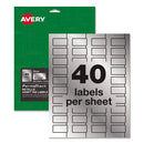 Avery® wholesale. AVERY Permatrack Metallic Asset Tag Labels, Laser Printers, 0.75 X 1.5, Metallic Silver, 40-sheet, 8 Sheets-pack. HSD Wholesale: Janitorial Supplies, Breakroom Supplies, Office Supplies.