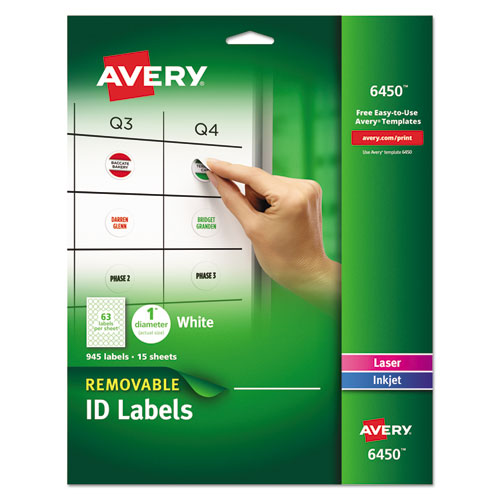 Avery® wholesale. AVERY Removable Multi-use Labels, Inkjet-laser Printers, 1