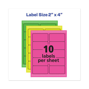 Avery® wholesale. AVERY High-vis Removable Laser-inkjet Id Labels, 2 X 4, Asst. Neon, 120-pack. HSD Wholesale: Janitorial Supplies, Breakroom Supplies, Office Supplies.