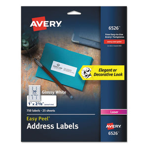 Avery® wholesale. AVERY Glossy White Easy Peel Mailing Labels W- Sure Feed Technology, Laser Printers, 1 X 2.63, White, 30-sheet, 25 Sheets-pack. HSD Wholesale: Janitorial Supplies, Breakroom Supplies, Office Supplies.