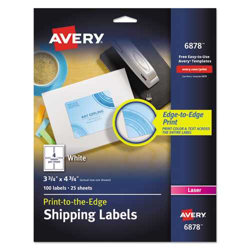 Avery® wholesale. AVERY Vibrant Laser Color-print Labels W- Sure Feed, 3 3-4 X 4 3-4, White, 100-pk. HSD Wholesale: Janitorial Supplies, Breakroom Supplies, Office Supplies.