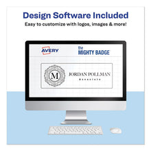 Load image into Gallery viewer, Avery® wholesale. The Mighty Badge Name Badge Holder Kit, Horizontal, 3 X 1, Inkjet, Gold, 10 Holders- 80 Inserts. HSD Wholesale: Janitorial Supplies, Breakroom Supplies, Office Supplies.