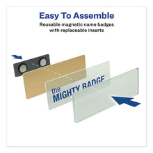 Load image into Gallery viewer, Avery® wholesale. The Mighty Badge Name Badge Holder Kit, Horizontal, 3 X 1, Inkjet, Gold, 10 Holders- 80 Inserts. HSD Wholesale: Janitorial Supplies, Breakroom Supplies, Office Supplies.