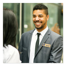 Load image into Gallery viewer, Avery® wholesale. The Mighty Badge Name Badge Holder Kit, Horizontal, 3 X 1, Inkjet, Gold, 10 Holders- 80 Inserts. HSD Wholesale: Janitorial Supplies, Breakroom Supplies, Office Supplies.