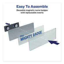 Load image into Gallery viewer, Avery® wholesale. The Mighty Badge Name Badge Holder Kit, Horizontal, 3 X 1, Laser, Silver, 10 Holders- 80 Inserts. HSD Wholesale: Janitorial Supplies, Breakroom Supplies, Office Supplies.