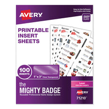 Load image into Gallery viewer, Avery® wholesale. The Mighty Badge Name Badge Inserts, 1 X 3, Clear, Laser, 20-sheet, 5 Sheets-pack. HSD Wholesale: Janitorial Supplies, Breakroom Supplies, Office Supplies.