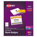 Avery® wholesale. AVERY Clip-style Name Badge Holder With Laser-inkjet Insert, Top Load, 4 X 3, White, 100-box. HSD Wholesale: Janitorial Supplies, Breakroom Supplies, Office Supplies.