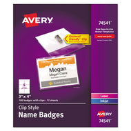 Avery® wholesale. AVERY Clip-style Name Badge Holder With Laser-inkjet Insert, Top Load, 4 X 3, White, 100-box. HSD Wholesale: Janitorial Supplies, Breakroom Supplies, Office Supplies.