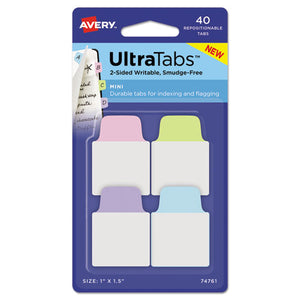 Avery® wholesale. AVERY Ultra Tabs Repositionable Mini Tabs, 1-5-cut Tabs, Assorted Pastels, 1" Wide, 40-pack. HSD Wholesale: Janitorial Supplies, Breakroom Supplies, Office Supplies.