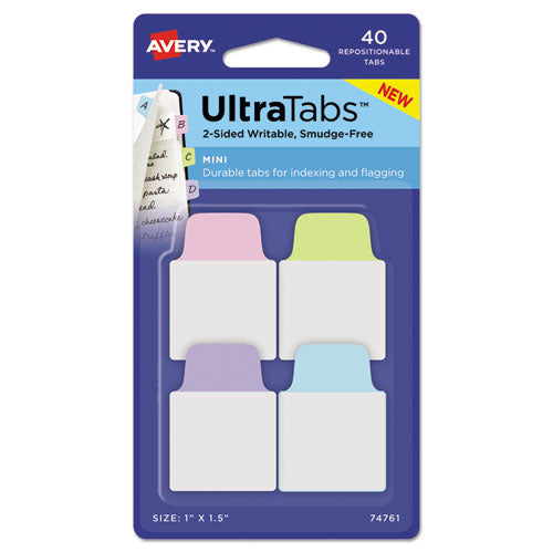 Avery® wholesale. AVERY Ultra Tabs Repositionable Mini Tabs, 1-5-cut Tabs, Assorted Pastels, 1