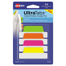 Load image into Gallery viewer, Avery® wholesale. AVERY Ultra Tabs Repositionable Margin Tabs, 1-5-cut Tabs, Assorted Neon, 2.5&quot; Wide, 24-pack. HSD Wholesale: Janitorial Supplies, Breakroom Supplies, Office Supplies.