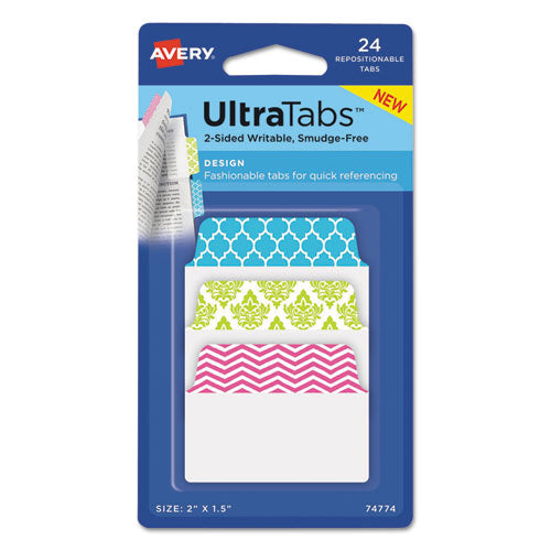 Avery® wholesale. AVERY Ultra Tabs Repositionable Standard Tabs, 1-5-cut Tabs, Assorted Patterns, 2