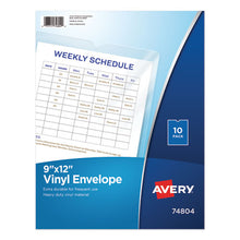 Load image into Gallery viewer, Avery® wholesale. Top-load Clear Vinyl Envelopes W-thumb Notch, 9” X 12”, Clear, 10-pack. HSD Wholesale: Janitorial Supplies, Breakroom Supplies, Office Supplies.
