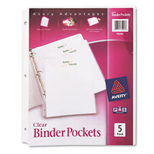 Load image into Gallery viewer, Avery® wholesale. AVERY Binder Pockets, 3-hole Punched, 9 1-4 X 11, Clear, 5-pack. HSD Wholesale: Janitorial Supplies, Breakroom Supplies, Office Supplies.