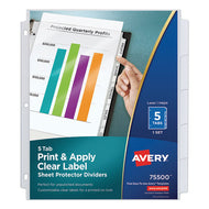 Avery® wholesale. AVERY Print And Apply Index Maker Clear Label Sheet Protector Dividers With White Tabs, 5-tab, 11 X 8.5, White, 1 Set. HSD Wholesale: Janitorial Supplies, Breakroom Supplies, Office Supplies.