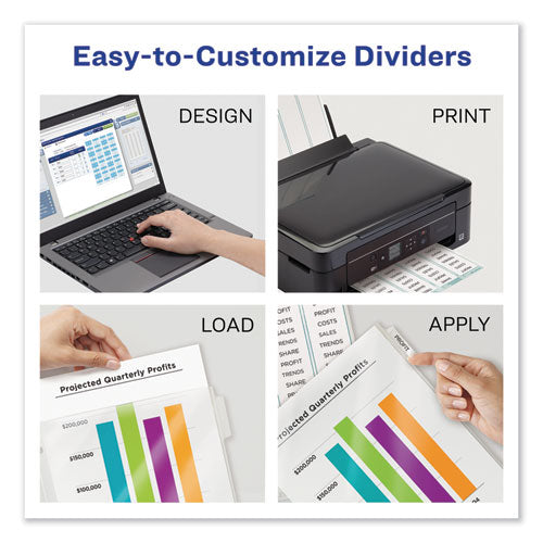 Avery® wholesale. AVERY Print And Apply Index Maker Clear Label Sheet Protector Dividers With White Tabs, 8-tab, 11 X 8.5, Clear, 1 Set. HSD Wholesale: Janitorial Supplies, Breakroom Supplies, Office Supplies.