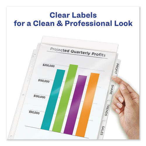 Avery® wholesale. AVERY Print And Apply Index Maker Clear Label Sheet Protector Dividers With White Tabs, 8-tab, 11 X 8.5, Clear, 1 Set. HSD Wholesale: Janitorial Supplies, Breakroom Supplies, Office Supplies.