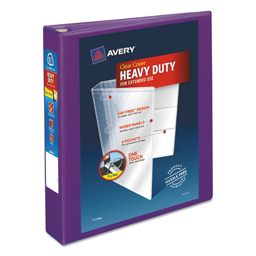 Avery® wholesale. AVERY Heavy-duty View Binder With Durahinge And One Touch Ezd Rings, 3 Rings, 1.5" Capacity, 11 X 8.5, Purple. HSD Wholesale: Janitorial Supplies, Breakroom Supplies, Office Supplies.