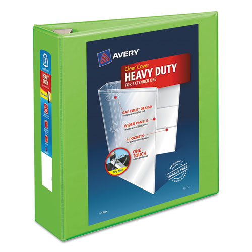 Avery® wholesale. Heavy-duty View Binder With Durahinge And Locking One Touch Ezd Rings, 3 Rings, 3" Capacity, 11 X 8.5, Chartreuse. HSD Wholesale: Janitorial Supplies, Breakroom Supplies, Office Supplies.