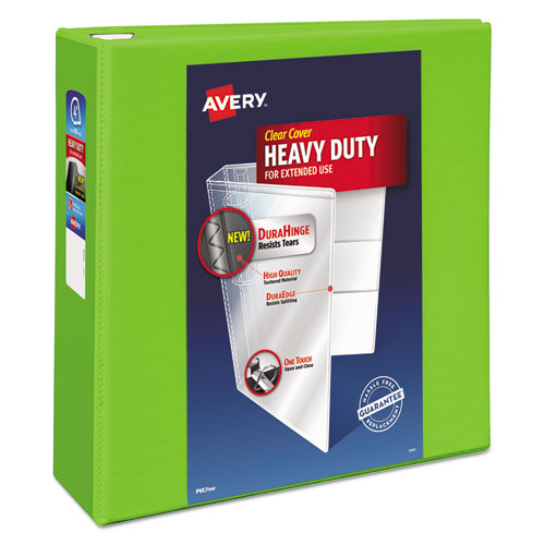 Avery® wholesale. Heavy-duty View Binder With Durahinge And Locking One Touch Ezd Rings, 3 Rings, 4" Capacity, 11 X 8.5, Chartreuse. HSD Wholesale: Janitorial Supplies, Breakroom Supplies, Office Supplies.