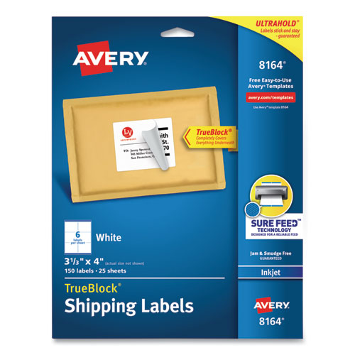 Avery® wholesale. AVERY Shipping Labels W- Trueblock Technology, Inkjet Printers, 3.33 X 4, White, 6-sheet, 25 Sheets-pack. HSD Wholesale: Janitorial Supplies, Breakroom Supplies, Office Supplies.