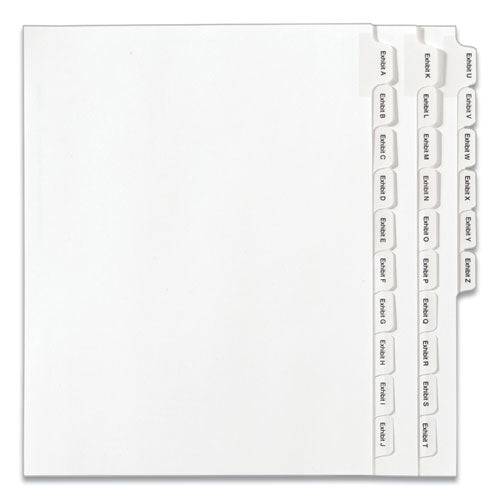 Avery® wholesale. AVERY Preprinted Legal Exhibit Side Tab Index Dividers, Allstate Style, 26-tab, Exhibit A To Exhibit Z, 11 X 8.5, White, 1 Set. HSD Wholesale: Janitorial Supplies, Breakroom Supplies, Office Supplies.