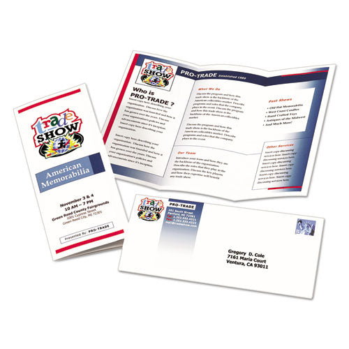 Avery® wholesale. Tri-fold Brochures, 92 Bright, 83lb, 8.5 X 11, Matte White, 100-pack. HSD Wholesale: Janitorial Supplies, Breakroom Supplies, Office Supplies.