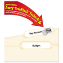 Avery® wholesale. AVERY Permanent Trueblock File Folder Labels With Sure Feed Technology, 0.66 X 3.44, White, 30-sheet, 25 Sheets-pack. HSD Wholesale: Janitorial Supplies, Breakroom Supplies, Office Supplies.