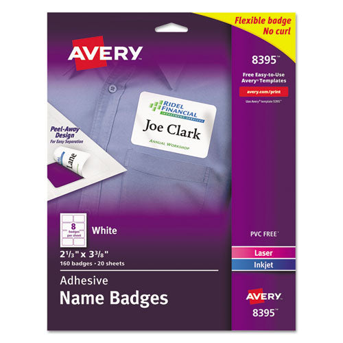 Avery® wholesale. AVERY Flexible Adhesive Name Badge Labels, 3.38 X 2.33, White, 160-pack. HSD Wholesale: Janitorial Supplies, Breakroom Supplies, Office Supplies.