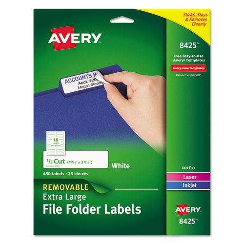 Avery® wholesale. AVERY Removable File Folder Labels With Sure Feed Technology, 0.94 X 3.44, White, 18-sheet, 25 Sheets-pack. HSD Wholesale: Janitorial Supplies, Breakroom Supplies, Office Supplies.