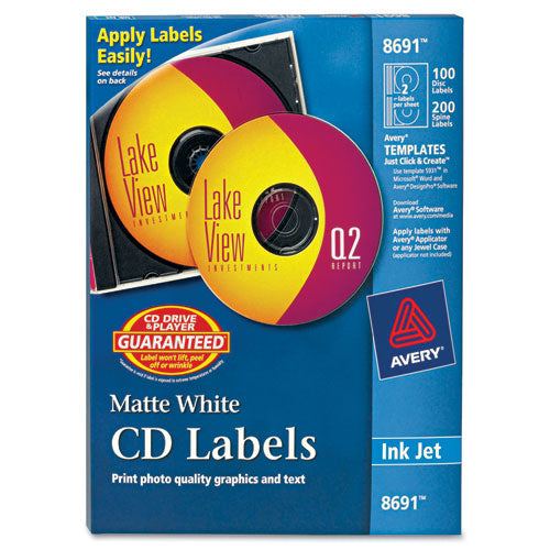 Avery® wholesale. AVERY Inkjet Cd Labels, Matte White, 100-pack. HSD Wholesale: Janitorial Supplies, Breakroom Supplies, Office Supplies.