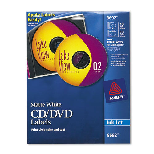 Avery® wholesale. AVERY Inkjet Cd Labels, Matte White, 40-pack. HSD Wholesale: Janitorial Supplies, Breakroom Supplies, Office Supplies.