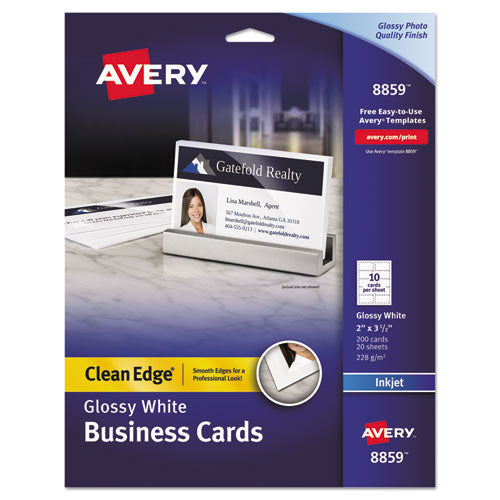 Avery® wholesale. AVERY Clean Edge Business Cards, Inkjet, 2 X 3 1-2, Glossy White, 200-pack. HSD Wholesale: Janitorial Supplies, Breakroom Supplies, Office Supplies.