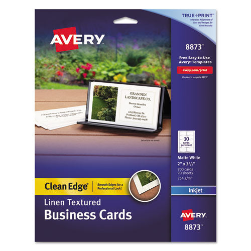 Avery® wholesale. AVERY Linen Texture True Print Business Cards, Inkjet, 2 X 3 1-2, Linen White, 200-pk. HSD Wholesale: Janitorial Supplies, Breakroom Supplies, Office Supplies.