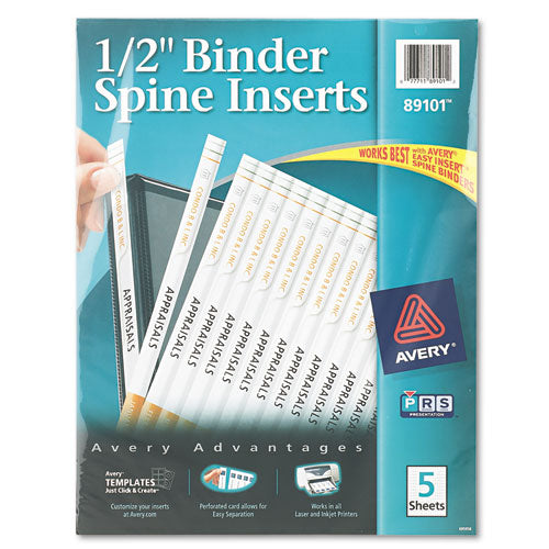 Avery® wholesale. AVERY Binder Spine Inserts, 1-2" Spine Width, 16 Inserts-sheet, 5 Sheets-pack. HSD Wholesale: Janitorial Supplies, Breakroom Supplies, Office Supplies.