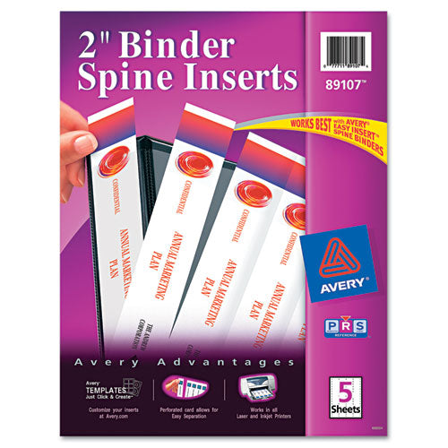 Avery® wholesale. AVERY Binder Spine Inserts, 2" Spine Width, 4 Inserts-sheet, 5 Sheets-pack. HSD Wholesale: Janitorial Supplies, Breakroom Supplies, Office Supplies.