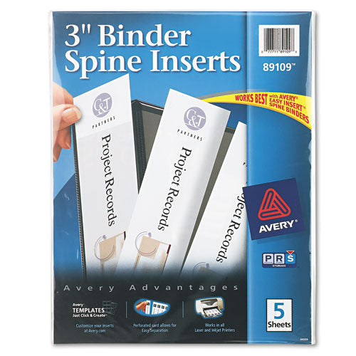Avery® wholesale. AVERY Binder Spine Inserts, 3" Spine Width, 3 Inserts-sheet, 5 Sheets-pack. HSD Wholesale: Janitorial Supplies, Breakroom Supplies, Office Supplies.