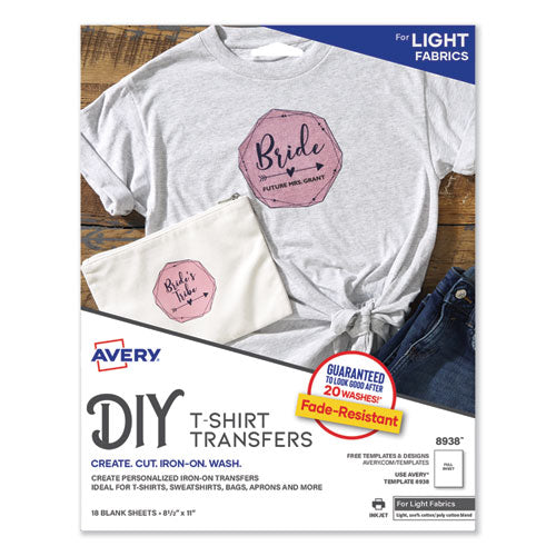 Avery® wholesale. AVERY Fabric Transfers, 8.5 X 11, White, 18-pack. HSD Wholesale: Janitorial Supplies, Breakroom Supplies, Office Supplies.