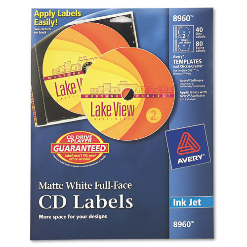 Avery® wholesale. AVERY Inkjet Full-face Cd Labels, Matte White, 40-pack. HSD Wholesale: Janitorial Supplies, Breakroom Supplies, Office Supplies.