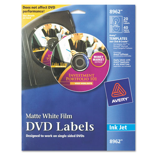 Avery® wholesale. AVERY Inkjet Dvd Labels, Matte White, 20-pack. HSD Wholesale: Janitorial Supplies, Breakroom Supplies, Office Supplies.